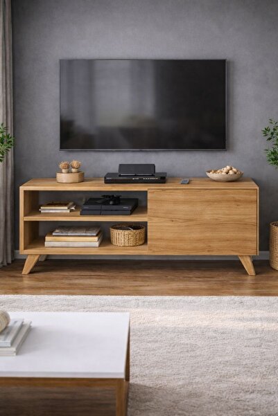 258 MoLife TV Sehpası TV ünitesi Kapaklı Raflı TV Sehpası Ünitesi ÇAM