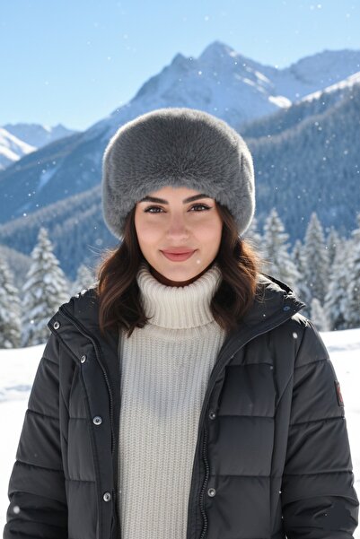 Lovely butik Caucasian Kalpak Hat / Polyester Fur Furry Adjustable Women's Hat