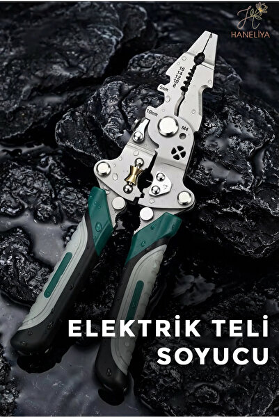 Haneliya Katlanır Elektrik Teli Kablo Soyucu Pense - Tel Soyma, Kesme ve Sıkm...