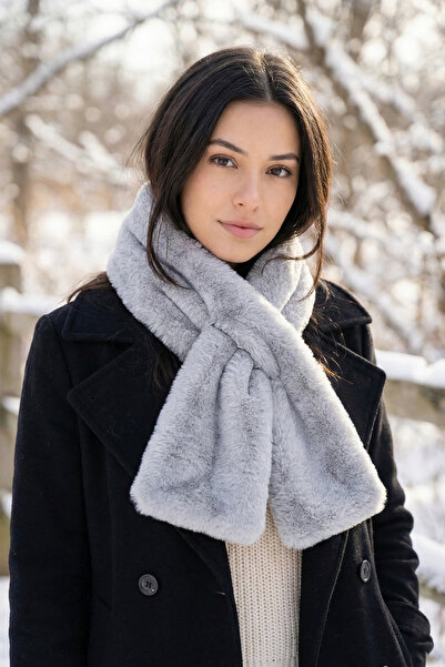 Kapin Gray Faux Fur Plush Scarf Neck Warmer