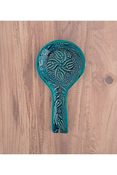 Artiser Turquoise Ceramic Spoon Rest, Hand-Painted Turquoise Ceramic Spoon Rest, Ceramic Spoon Rest in Turquoise Color