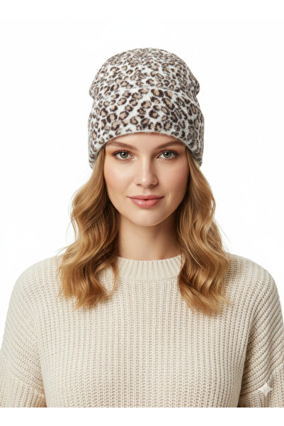 STELLA VESTİNO قبعة ناعمة من الأكريليك الفاخر بنقشة الفهد