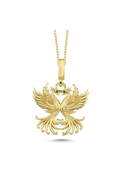 Kayra Mücevher Efsanevi Aşk Anka Kuşu Altın Kaplama Kolye