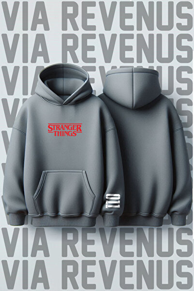 Vordevia Stranger Things 011 Chest and Arm Printed Unisex Oversized Hooded Sweatshirt Design Graphic Hoodie