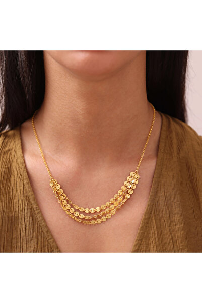 NİSERAJEWELLERY Mat Etnik İnsue Altın Gerdanlık