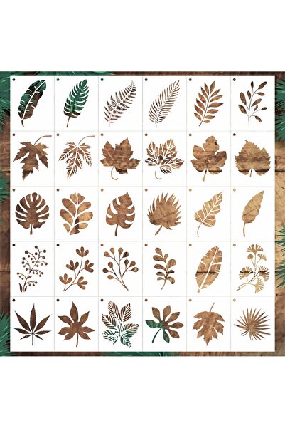 STENCİLTASARIM Stencil Tasarım F228 30 adet 8x10cm Yaprak Stencil Seti SET:63...