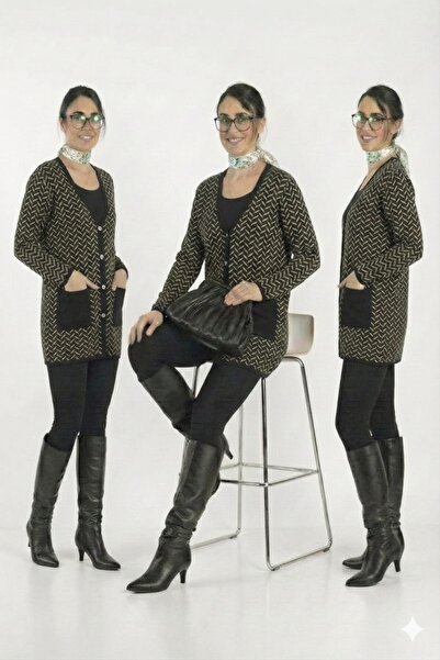 onno style women Classic Knitted Buttoned Jacket