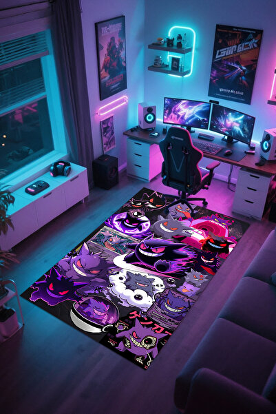 Reyhani Pokemon Hunter 2 Kaymaz Taban Makinede Yıkanabilir Çocuk Gamıng Halıs...