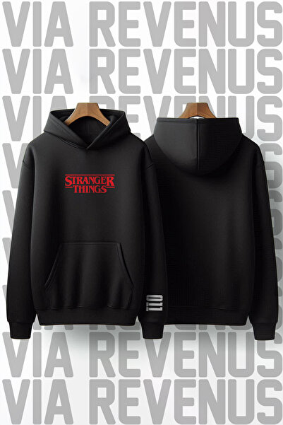 Vordevia Stranger Things 011 Chest and Arm Printed Unisex Oversized Hooded Sweatshirt Design Graphic Hoodie