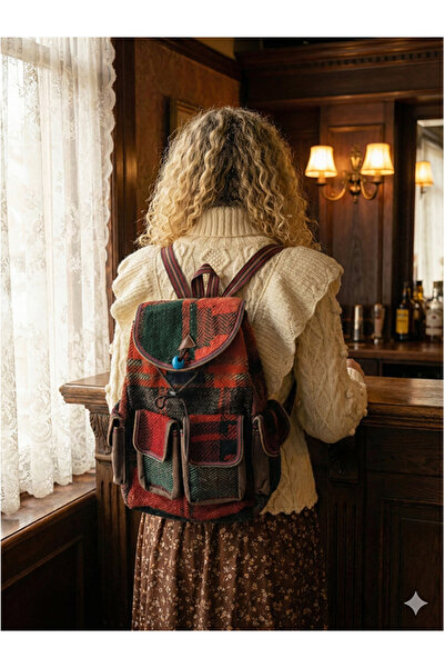 Namaste Vintage Ethnic Patterned Unisex Woven Vintage Backpack (Large Size - 45 X 38 cm)