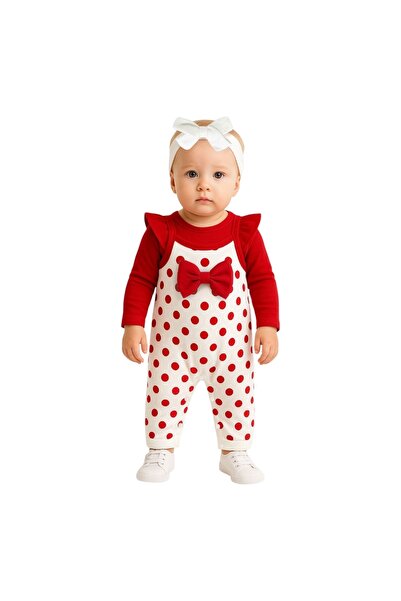 ÇAKAR BEBE Polka Dot Girl Salopet Jumpsuit 0-12 Months