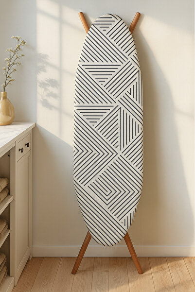 moontime alaçatı Ranforce Biyeli Çizgili Isıya Dayanıklı Ütü Masası Kılıfı 14...