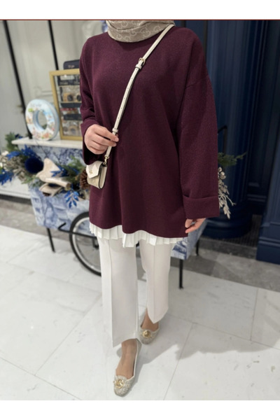 nizzell Women's Silvery Oversized Knitwear Sweater – Loose Long Sleeve Hijab ...