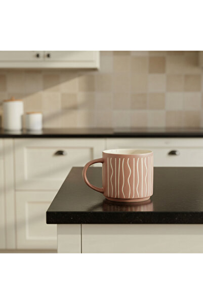 Generic كوب جوانا الجديد من الخزف الصيني العظمي المخطط - 400 مل