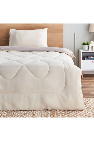 Home Box Derby 2-Piece Reversible Microfiber Twin Comforter Set - 160x220 cm