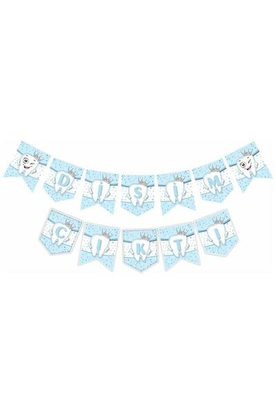 Patladı Gitti Dişim Çıktı Yazısı Diş Buğdayı Temalı Erkek Mavi İlk Dişim Kons...