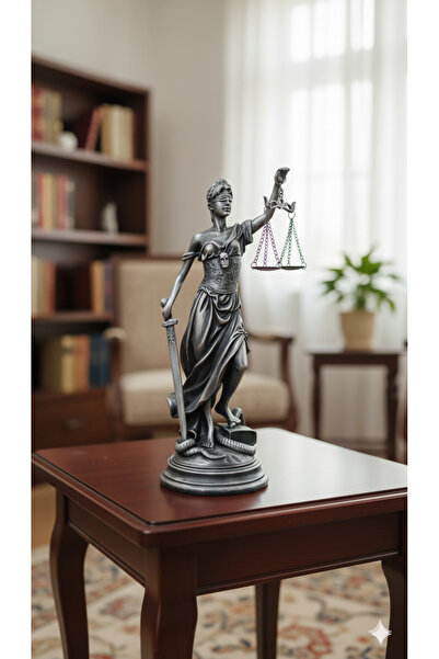 Dekoromi Dekoratif Adalet Tanrıçası ve Adalet Terazisi Heykel Themis Biblo (3...