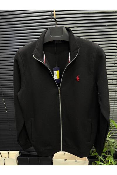 URBANOVA Men's black sweatshirt with zipper – premium casual style, high collar