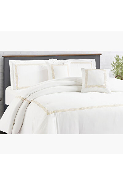 Home Box White Bliss 5-Piece Jali Embroidered King Comforter Set - 220x240 cm