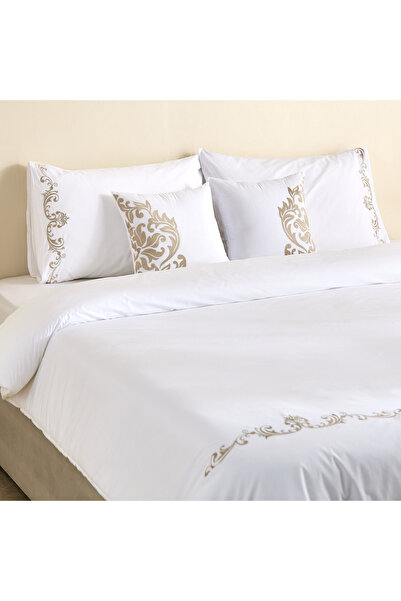 Home Box White Haven Ornamo 5-Piece Embroidered Cotton King Comforter Set - 2...