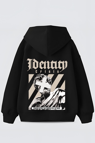 FUWEAR Φούτερ με κουκούλα Identity Crisis με στάμπα σε μαύρο χρώμα - Φούτερ μ...