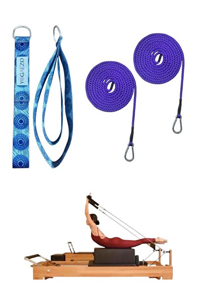 Remege Spor Malzemeleri 1 Çift Mor Pilates Reformer Halatı + 1 Çift Dijital R...