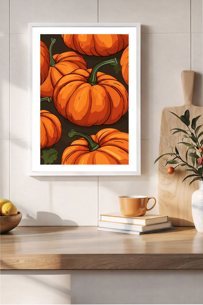 Koi Art Design Λευκό πλαίσιο, μοντέρνος γωνιακός πίνακας κουζίνας με θέμα την...