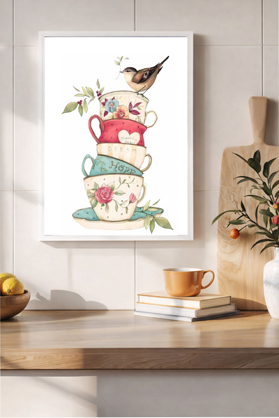 Koi Art Design Λευκό πλαίσιο, μοντέρνος γωνιακός πίνακας κουζίνας με θέμα την...