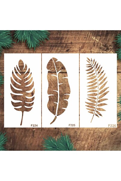 STENCİLTASARIM Stencil Tasarım F227 3adet 15x30cm Yaprak Stencil Seti SET:64 ...