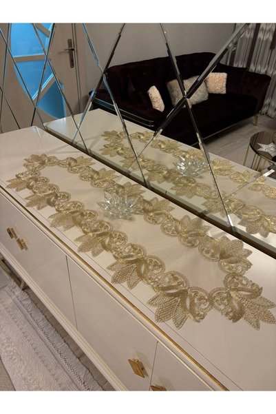 BRL ÇEYİZ HOME Gardenya French Lace, Luxurious Living Room Set with Laces - Runner, Living Room, Room, Coffee Table Tablecloth