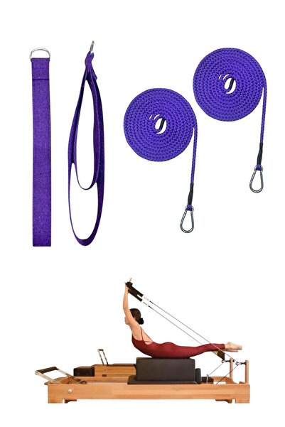 Remege Spor Malzemeleri 1 Çift Mor Reformer Halatı + 1 Çift Pamuklu Kolon Ref...