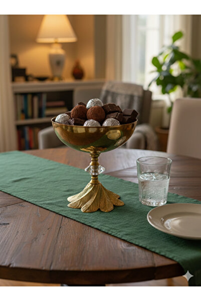 ÖZBURAK Metal Ayaklı Gold Dekoratif Obje Biblo Salon Aksesuarı Çap:16cm