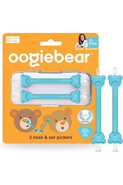 Oogiebear أداة تنظيف الأنف والأذن للأطفال - هدية مثالية لحفلات استقبال المولود الجديد ومزيل أساسي للمخاط، قطعتان