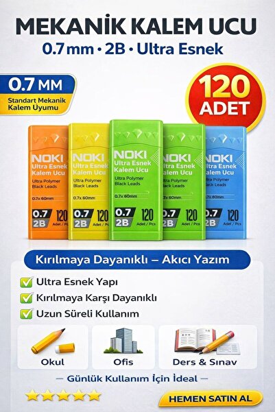 ANI OFİS KIRTASİYE A K Kalem Ucu 0.7 mm 2B – 120 Adet Ultra Esnek Mekanik