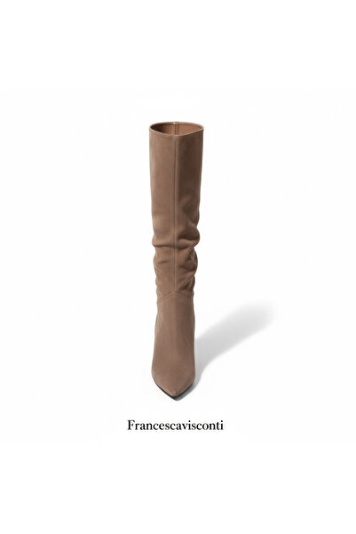 FRANCESCA VİSCONTİ Light Brown Suede Leather Boots