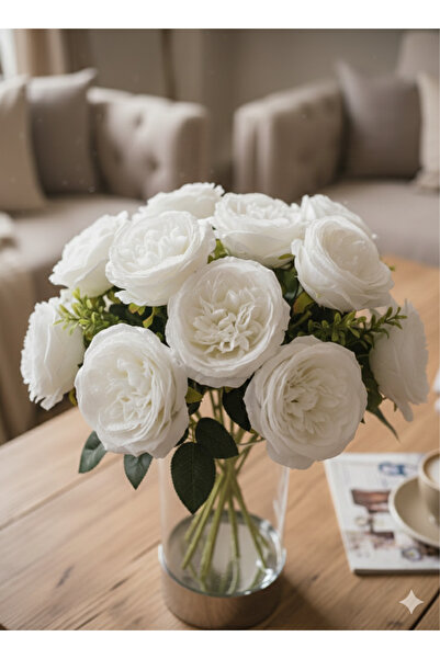 BUKET X Beyaz 10 Kafalı İngiliz Gülü