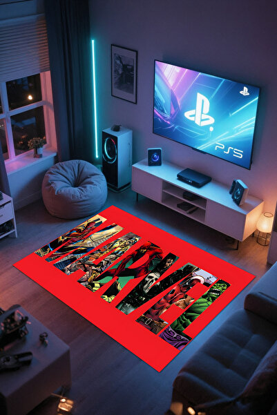 Reyhani Marvel Kaymaz Taban Makinede Yıkanabilir Çocuk Gamıng Halısı Yatak Od...