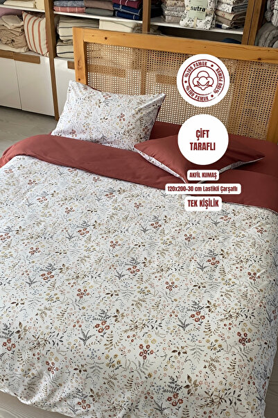 sutra 100% Cotton Single Duvet Cover Set with Double-Sided Elastic Sheets