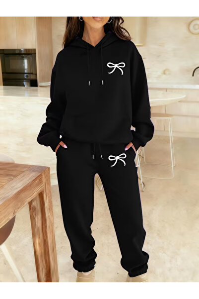 Sweet Cotton K Hooded Tracksuit Set for Stylish Women Stripe Detail
