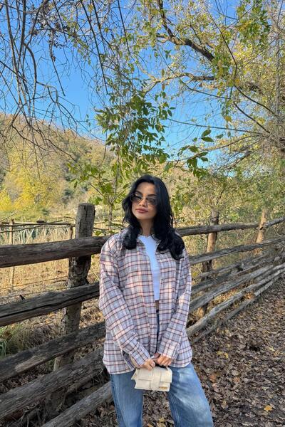 mylove Plaid Oversized Lumberjack Shirt Gray