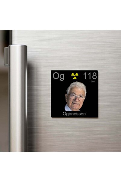 iBerk Oganesson (Oganesson) Elementi – Baskılı Buzdolap Magneti Kare – 9x9 cm