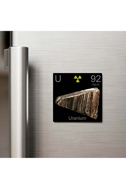 iBerk Mıknatıslı Buzdolap Magneti - Uranium (Uranyum) Elementi – 9x9 cm