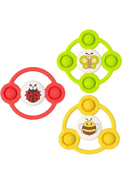 Generic 3 Pieces of Suction Base Spinner Toys for Kids Aged 12-18 Months - Bath and Travel Sensory Toys