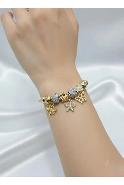 Dorvina 316L Tarnish Free Steel Wire Wrap Bracelet Zircon Stone Gold Color Butterfly Charm Bracelet