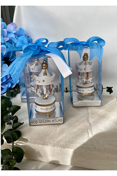 JUST DREAM Hoş Geldin Bebek Doğum Baby Shower Hediyelik Şeffaf Kutuda Mavi Ku...