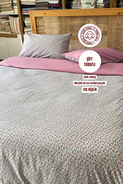 sutra 100% Cotton Single Duvet Cover Set with Double-Sided Elastic Sheets