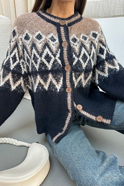 mylove Patterned Knitwear Cardigan Navy Blue