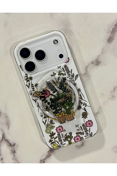 HYPERSOFT Iphone 17 Pro (6.3 inç) Uyumlu Stant Olabilen Popsocketli Desenli S...