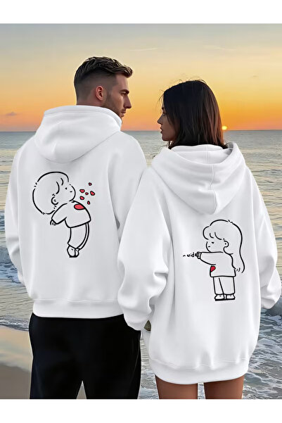 NEVERMIND Dear Couple Matching Hoodie Set of 2–Unisex Oversized Hooded Hoodie, Cute Figure Printed , 3 Thread