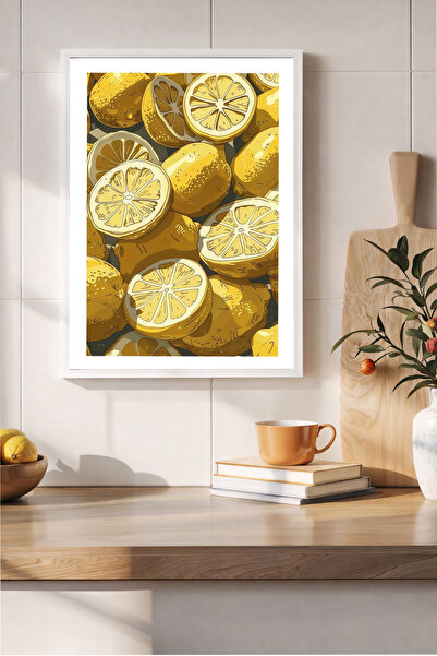 Koi Art Design Λευκό πλαίσιο, μοντέρνος γωνιακός πίνακας κουζίνας με θέμα την...